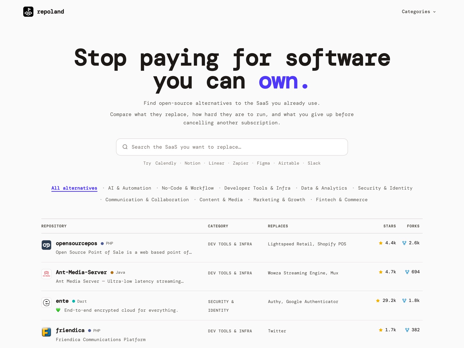 Repoland screenshot
